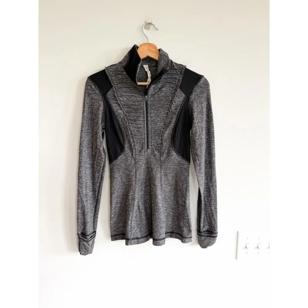 Lululemon Run Your Heart Out 1/2 Zip Colorblock Pullover Sweatshirt Gray 2